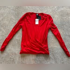 NWT bobeau ladies x-small v-neck wrap style red top